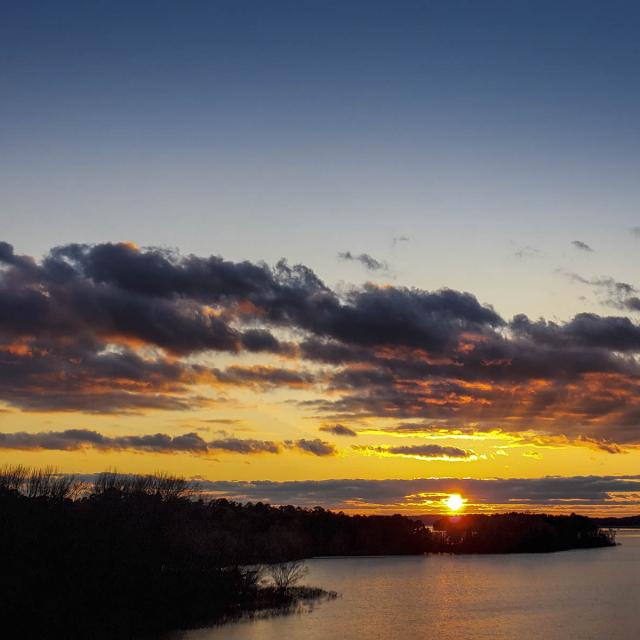 Sunset over the lake at DeGray Lake Resort State Park